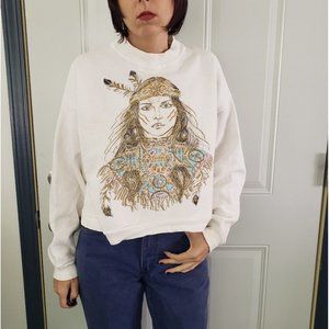 90s‎ Native Girl Cropped Crew Neck Sweatshirt